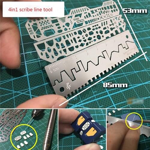 4pcs Drill Scribe Line Templates Ruler Details Craft Tool For Alexen AJ0091 Model