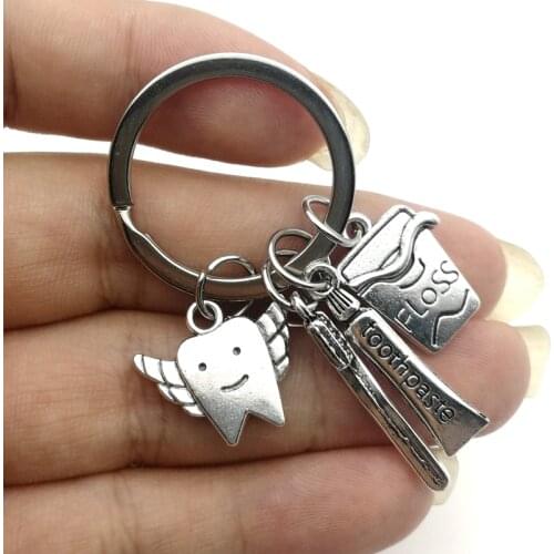 2020 New Dentist Dental Keychain Dental Assistant Gift Dental Care Keychain Dentist Angel Dental Floss Bag Protection Keychain
