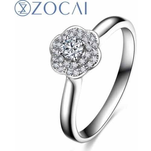 ZOCAI Wedding ring real certified natural diamond 18K gold (AU750) bouquet shape gift ring free engrave