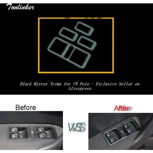 Tonlinker Cover Case Stickers for VW Volkswagen Polo 2011-17 Car Styling 4 PCS stainless steel Windows lift button cover sticker