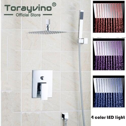 Torayvino LED Superior Quality Bathroom Faucet Chrome Polished Wall Mounted Ceramic Hot Cold Water Eminent Shower Faucet