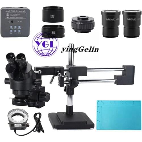 7X-90X trinocular stereo zoom head microscope come with 56 LED ring light 48 million pixels for Mobile Phone Repair