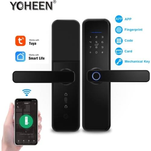 YOHEEN WiFi Tuya Smart Life App Phone Control Intelligent Electronic Digital Door Lock Biometric Fingerprint Smart Lock