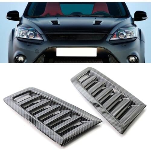 Universal ABS Plastic Bonnet Vents Car Front Hood Vents Grille Cover Trim for Ford Focus RS MK2 Style Carbon Fiber Look
