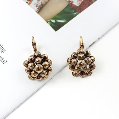 Snail shell superimposed flower earrings have layered brown retro style cute women love to send friends gift accessories