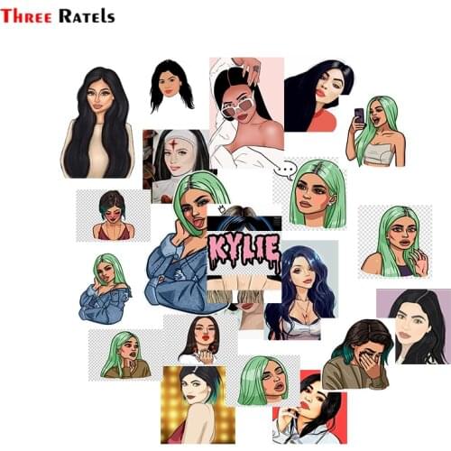 Three Ratels ZK0410-2 Waterproof Cartoon Sticker Decal for Kylie Jenner for Wall Girls Room Phone Water Bottle Luggage Laptop