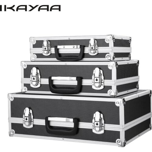 IKayaa 3PCS Portable Multi-purpose Tool Box Hard Aluminum Frame Carrying Case Locking Tool Storage Case With Handle