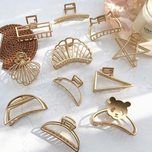 Fashion Women Simple Alloy Versatile Hairpin Metal Hollow Horsetail Hair Clip Hair Claws Girls Sweet Female Hair Accessories