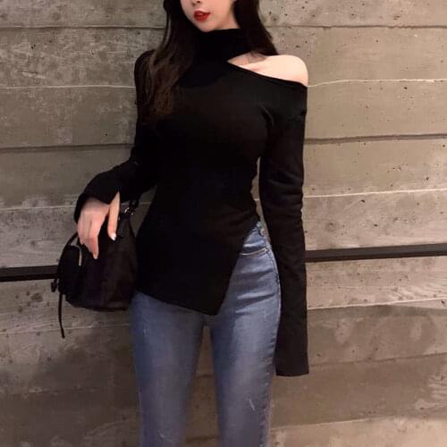 Blouse Women Autumn Winter Sexy Hollow Top Slim Fit Slit Shirts for Women Blusas Ropa De Mujer