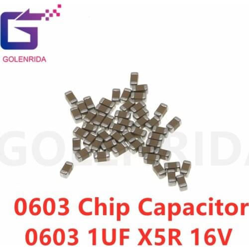 100pcs/Lot 1UF X5R 10% 16V 0603 105 SMD Thick Chip Multilayer Ceramic Capacitor