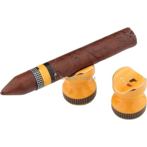 2pcs/lot! 1 pair COHIBA Cigar Holder stand Portable Outdoor Ceramic Ashtray Holder Pocket Mini Cigar Holder Stand For Cigar