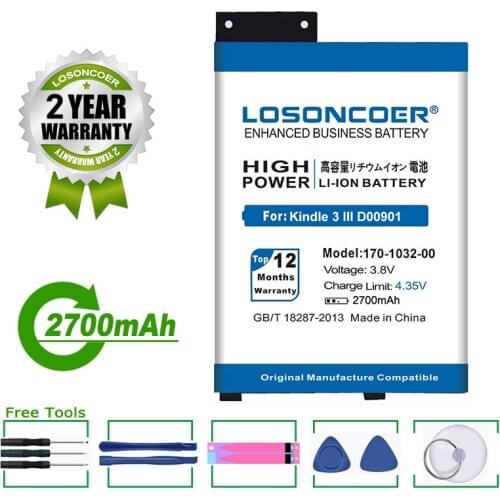 2700mAh For Amazon Kindle 3 III Keyboard eReader D00901 Graphite 170-1032-00 170-1032-01 Battery S11GTSF01A GP-S10-346392-0100