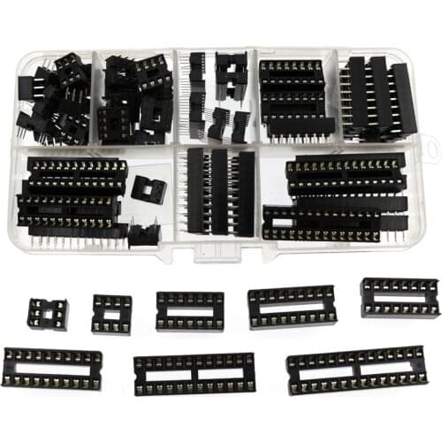 66PCS/Lot DIP IC Sockets Adaptor Solder Type Socket Kit 6,8,14,16,18,20,24,28 pins New