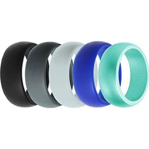 8mm Food Grade Silicone Ring Stylish Sports Jewelry Rubber Finger Rings for Exercising Party Engagement Couples Men Wedding Band