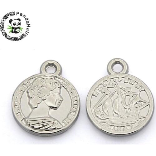 Pandahall 50pcs CCB Style Acrylic Coin Metal Beads for jewelry DIY making Necklace Pendants,Flat Round , 20x16x3mm,hole: 2mm F70