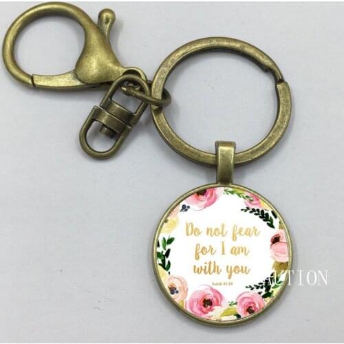 YAUTION Do Not Fear for I Am With You Keychain Isaiah 41 10 Bible Verse Keychain Floral Inspirational Jewelry Christian Gifts