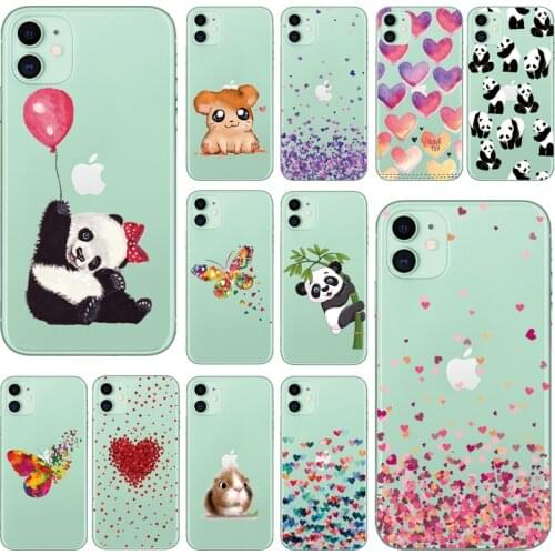 IPhone Case For iPhone 12 Pro Max Mini 11 6 6s 7 8 Plus X XR XS Cute Cartoon Panda Transparent Soft TPU For iPhone SE 2020 Cover