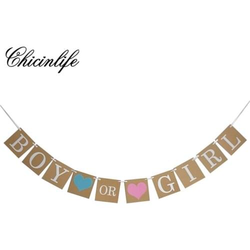 Chicinlife 1set BOY or Girl paper Hanging Garland Gender Reveal Party Banner Baby Shower birthday Decoration supplies
