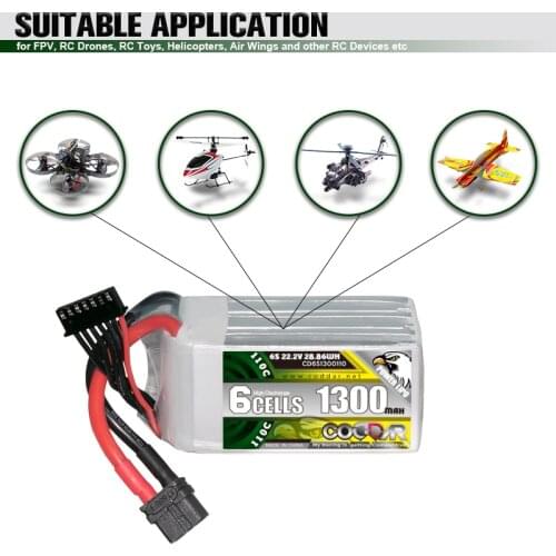 CODDAR Lipo 6s 22.2V 1300mAh 110C With XT60 Plug For RC Quadcopter Beta Racing Helicopter FPV Drone RC Car Parts