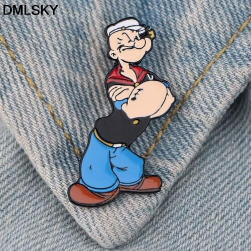 DMLSKY funny cartoon Brooches Cartoon Creative Metal Brooch Pins Denim Hat Badge Collar Jewelry M4206