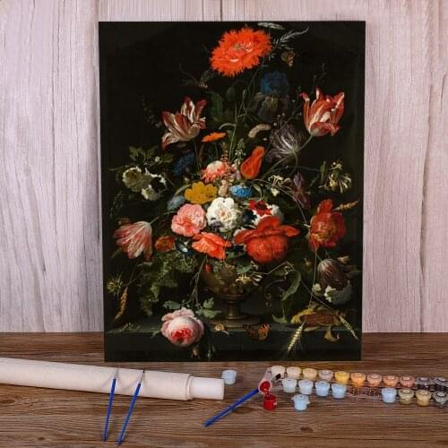 Europe Vintage Flowers Glass Vase Paint By Numbers Package Oil Paints 40*50 Oil Painting Loft Picture Kids Wholesale