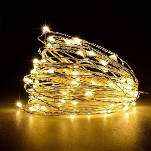 20PCS 2M 20LED String light Battery Powered Silver Wire Fairy Garland Home Christmas Wedding Party Decoration for Indoor Outdoor