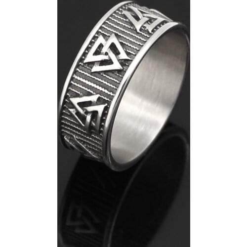 Men stainless steel Norse viking odin symbol pagan compass amulet ring