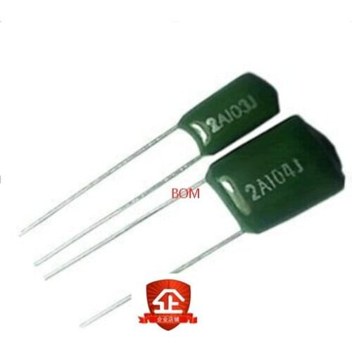 50pcs Polyester film capacitor 100V 1nF 1.5nF 2.2nF 100nF 2A471J 2A102J 2A152J 2A222J 2A392J 2A332J 2A472J 2A103J 2A473J 2A104J