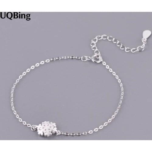 Korean Fashion Silver Snowflake Charm Bracelet 925 Sterling Silver Bracelet Women Accessories Srebrna bransoletka