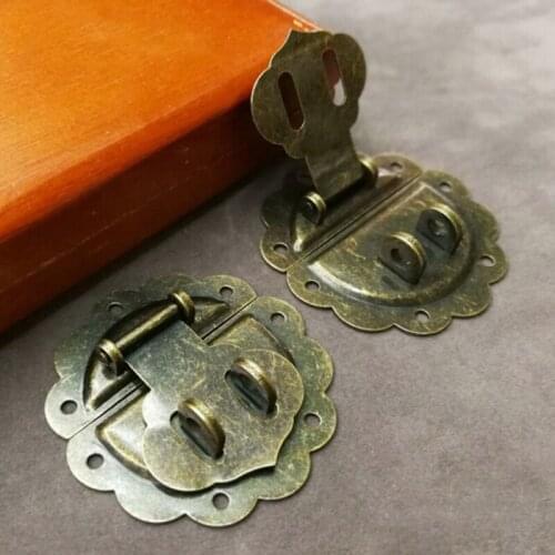 Creative Traditional Chinese Style Lock 58MM Diameter Lace Vintage Box Metal Hasp Lock Wooden Wine Box Lock Buckle