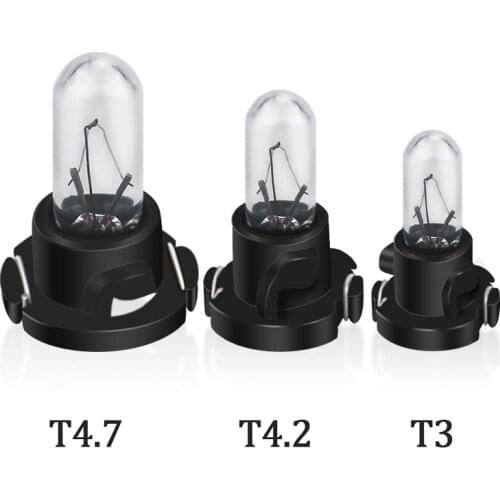 10pcs Car Interior Instrument Light Bulbs T4.7 T4.2 T3 12V Auto Dashboard Lamps Air Conditioning Button Indicator Light White