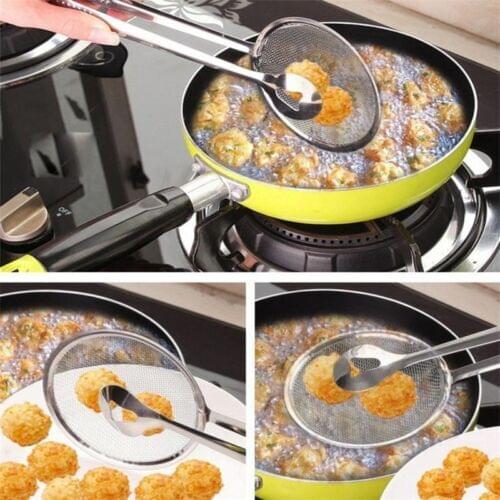 Multi-functional Filter Spoon With Clip Food Kitchen Oil-Frying Salad BBQ NEW