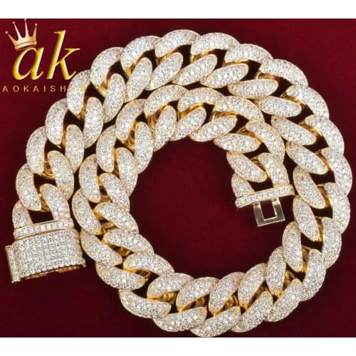 Mens 23mm Heavy Miami Cuban Link Necklace Choker Iced AAA Zircon Hip hop Rock Jewelry Gold Color Chain 18" 20"
