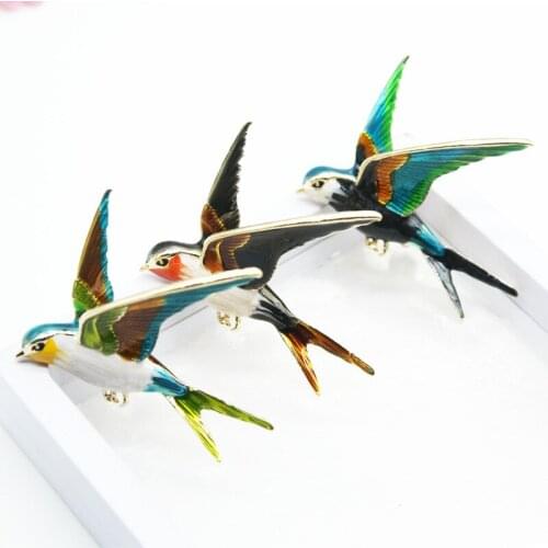 New Swallow Corsage Painting Oil Bird Dual-purpose Necklace Brooch High-end Creative Animal Brooch