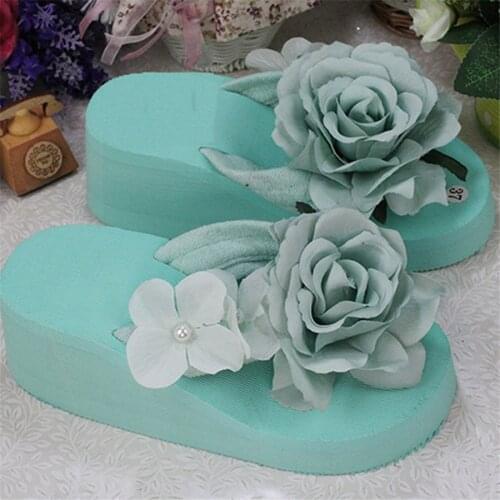 New summer hot sweet simple cool handmade Artificial flowers beach cute women slippers women sandals original female flip flops