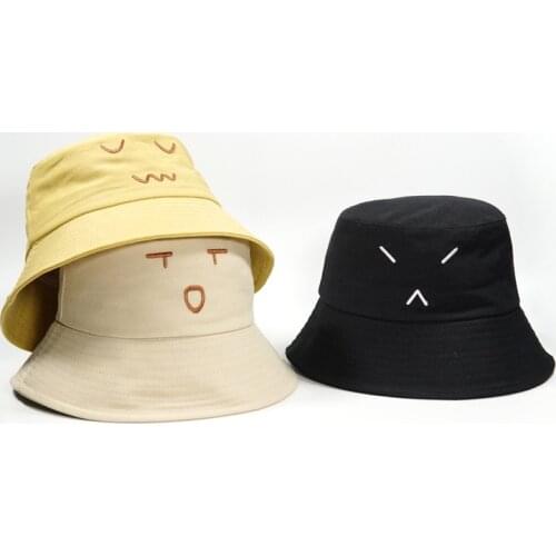 2021 Fashion Hip Hop Cotton Bucket Hat Women Mens Panama Embroidery Print Outdoor Sun Fishing Fisherman Hats