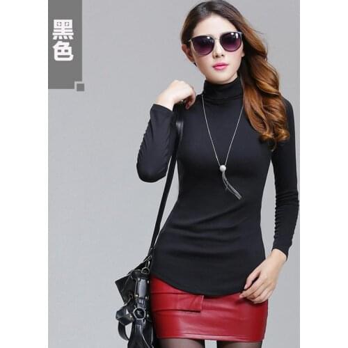 Hot Womens slim turtleneck pullover Autumn winter female long-sleeved pullover Slim sweaters Women solid color green & black