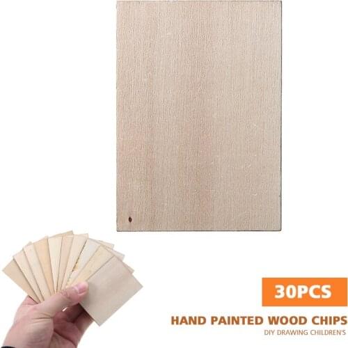 30pcs Rectangle Wood Plaque Business Card Wooden Blank Name Card Unfinished Wood Plaque Rectangles Shapes Sign DIY Decor Crafts