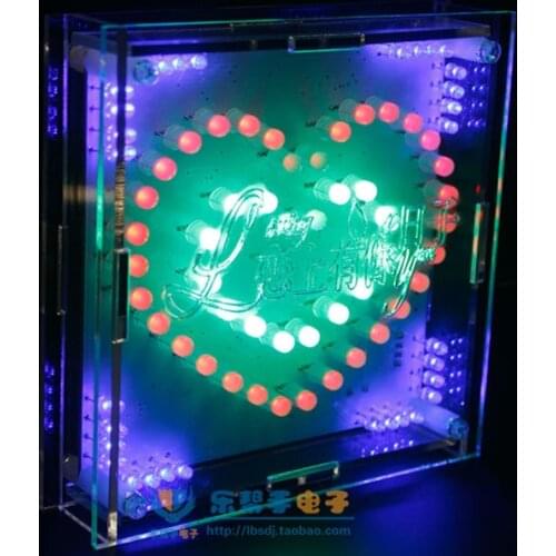 Colorful heart-shaped LED flashing lights soldering kits Electronic diy kits for Beginners
