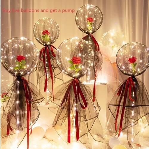 Christmas Decoration LED Rose Glowing Balloon Unique Light Bouquet Luminous Valentines Day Decoration Gift Party Wedding Lights