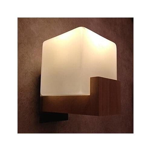 Led Wall Lamp light,Wood,Wall Sconce,One Light, Oak and Glass, 90~260V,AC,For bed room foyer,Bulb Included,E26/E27