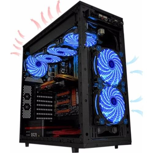 120mm Pc Computer Fan 15 Lights LED Cooler Cooling Fan Plastic 12V DC 4P 3P 120*120*25mm Easy Installed Colorful Computer Fan