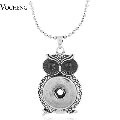 Vocheng Snap Button Owl Pendant Jewelry 18mm Metal Necklace NN-344