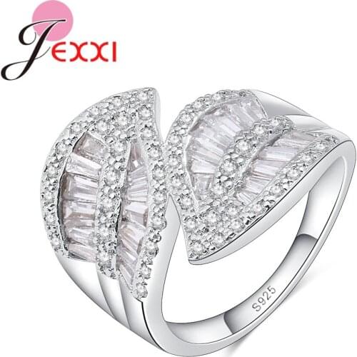 High Grade New Listing Unique 925 Sterling Silver Jewelry For Women Rings Two Pieces Of Leaves Design Size 6-10