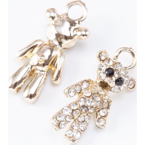 YEPENGFEI 10 PCS Enamel Bear crystal Charms Alloy jewelry Pendants for Jewelry Making DIY Handmade Craft Accessories js2119