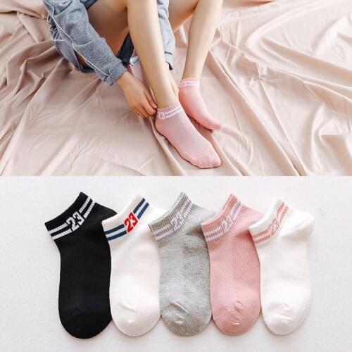 Woman socks cute sports fashion high trend Cotton with pattern mesh invisible short Pair 2021 trends summer Ankle socks woman