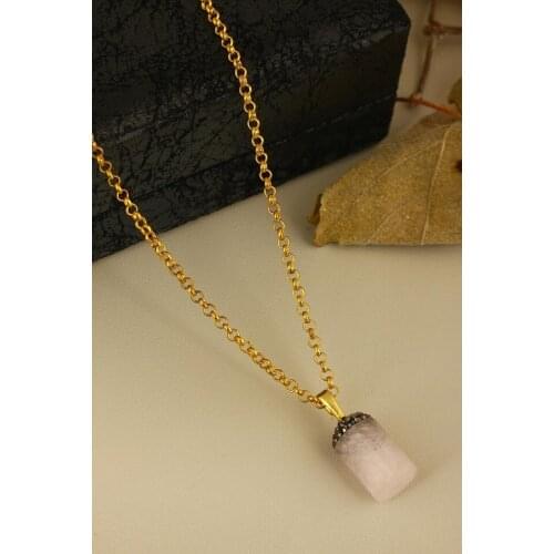 Dr Stone Natural Stone Women 'S Pink Quartz Necklace Z121AR187 202321671