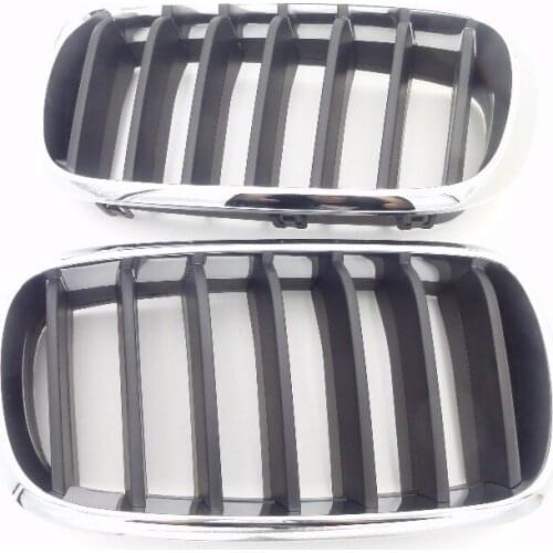 1Pair Left and Right Chrome Front Bumper Kidney Upper Mesh Grilles Grill For BMW X5 F15 2014