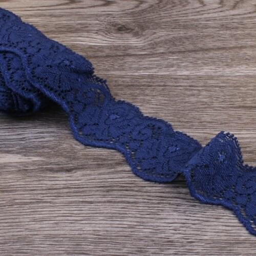 1pack=10yards 3.5cm Navy Tulle Wave Lace Trim Lace Ribbon for Ornaments Elastic Lace Stretch for Baby Girls Hair Accessories