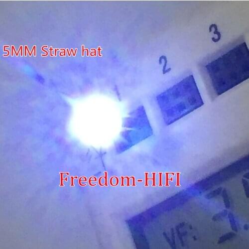 100PCS/LOT 5mm straw hat LED lamp beads. White hair. Highlight big chip light-emitting diodes